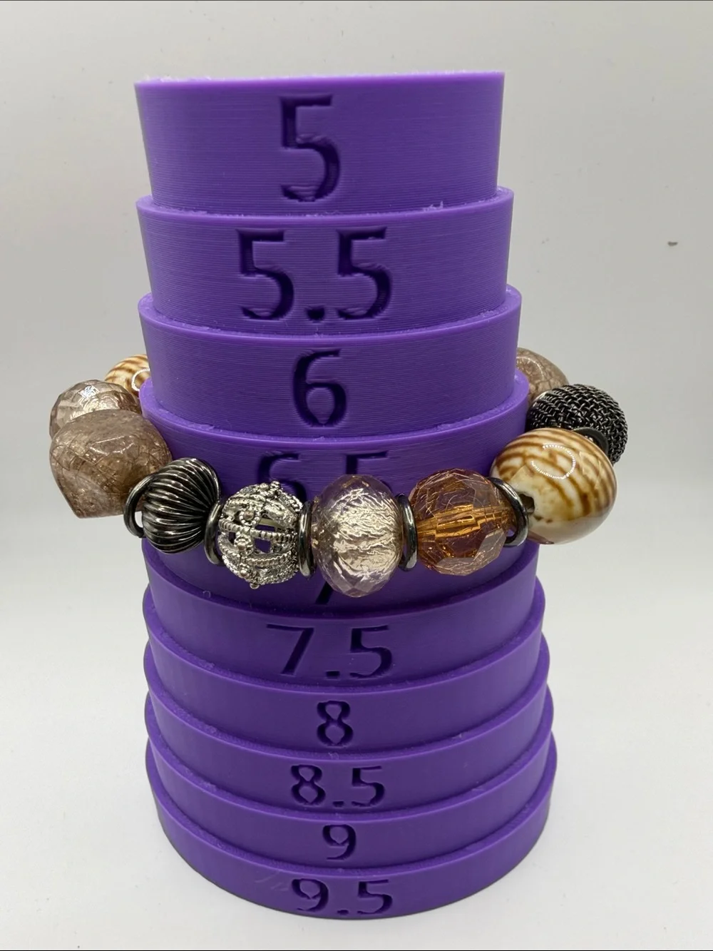 Boho Stretch Bracelet | Amber Glass Beads & Antiqued Silver Accents